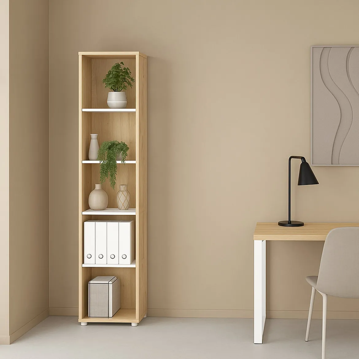 Libreria 4 ripiani rovere e bianca 80x173h cm - Arg