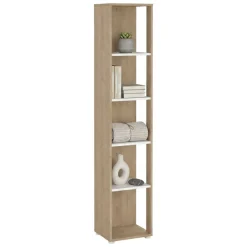 Libreria 4 ripiani rovere e bianca 40x204h cm - Baaz