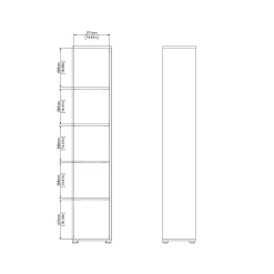 Libreria 4 ripiani rovere e bianca 80x173h cm - Arg