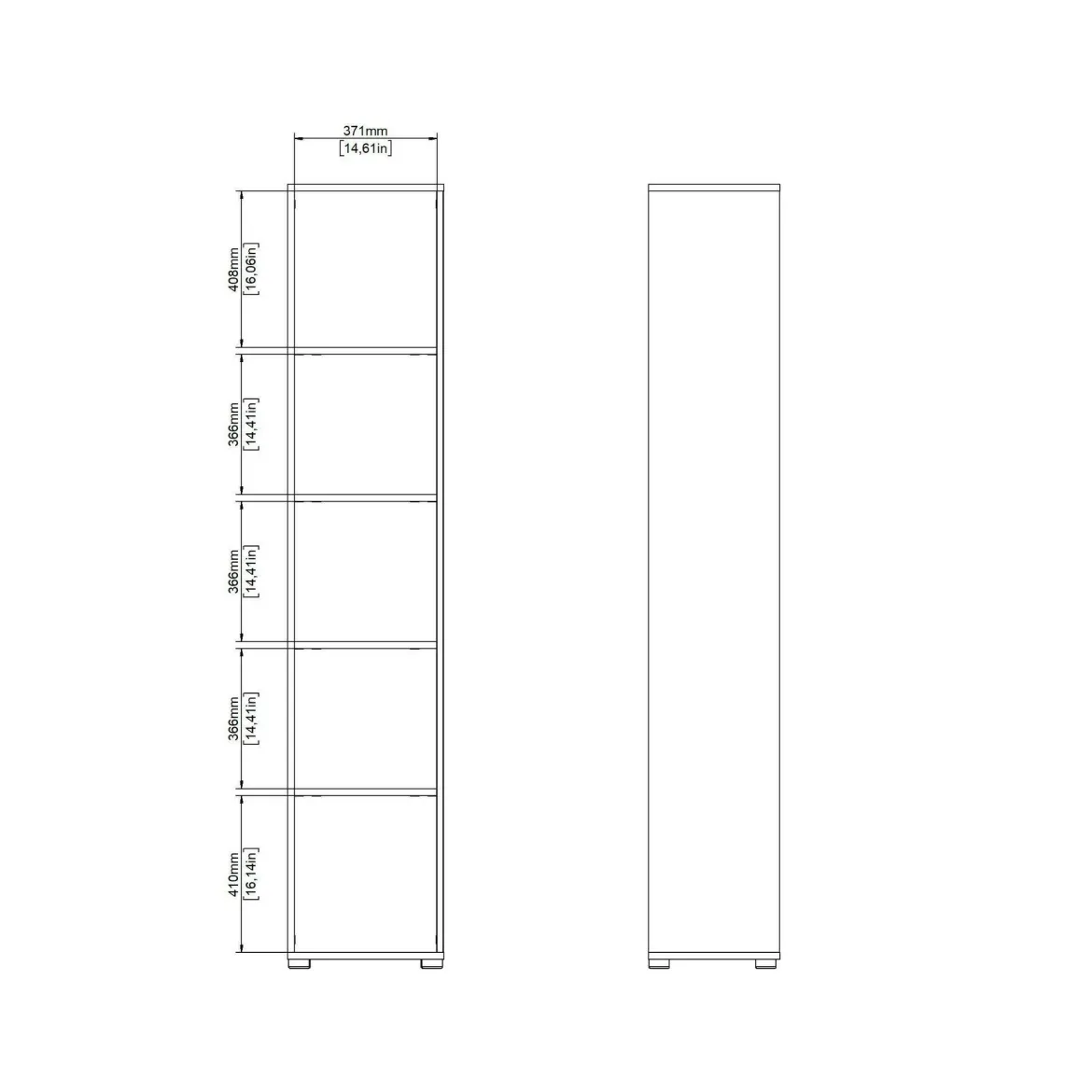 Libreria 4 ripiani rovere e bianca 80x173h cm - Arg