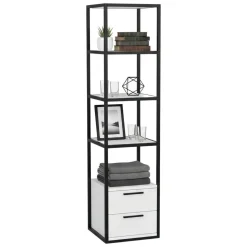 Libreria salvaspazio bianca e nera 39x169h cm - Arsim