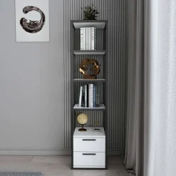 Libreria salvaspazio bianca e nera 90x180h cm - Suriel