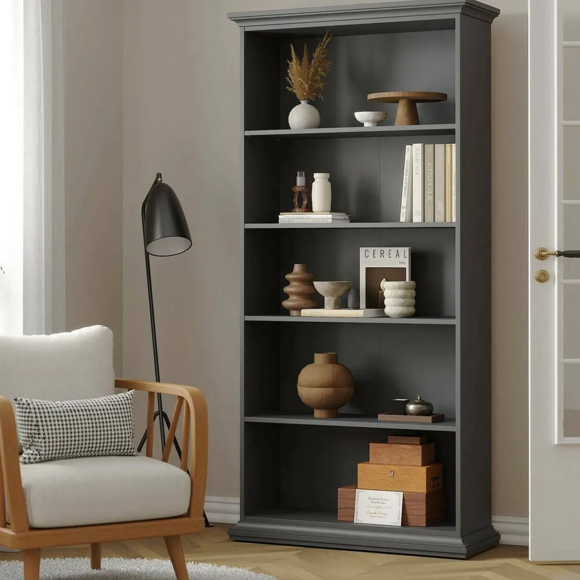 Libreria salvaspazio grigia 96x200h cm - Aragon