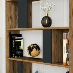 Libreria salvaspazio noce e antracite 90x180h cm - Scapolita
