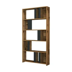Libreria salvaspazio noce e antracite 90x180h cm - Scapolita