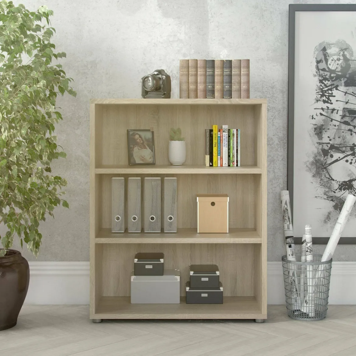 Libreria salvaspazio quercia 90x156h cm - Severa