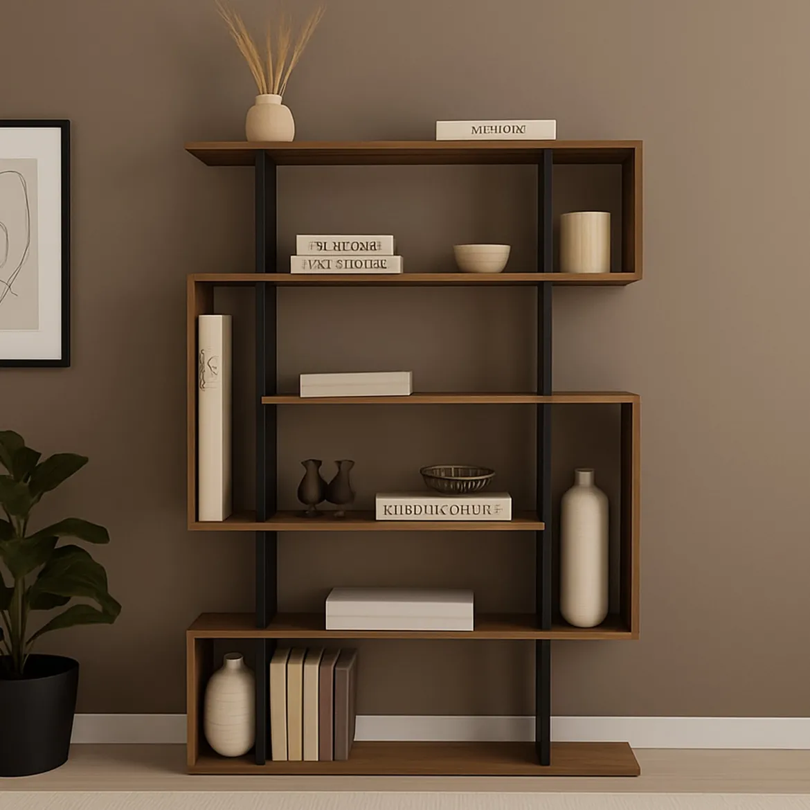 Libreria salvaspazio quercia e antracite 110x161h cm - Agamermis