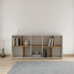 Libreria salvaspazio rovere e grigia 79x204h cm - MuGuiying