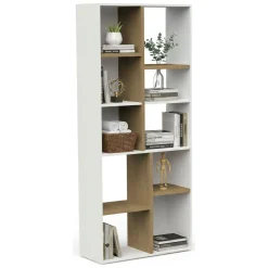 Libreria salvaspazio rovere e grigia 79x204h cm - MuGuiying