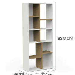 Libreria salvaspazio rovere e bianca 77x182h cm - Nisha