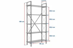 Libreria Suriel, 90x34 h180 cm, Noce e Nero