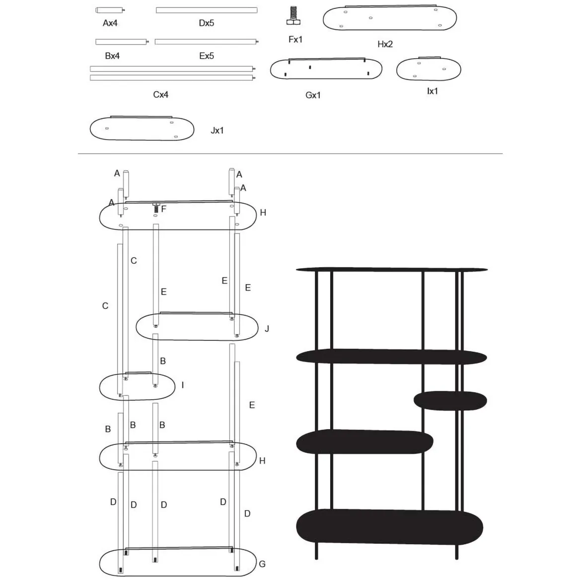 Libreria Verde Ottanio 5 Ripiani Installazione a Terra 11x40x132h cm, Utilizzabile Come Divisorio Locale - Gana