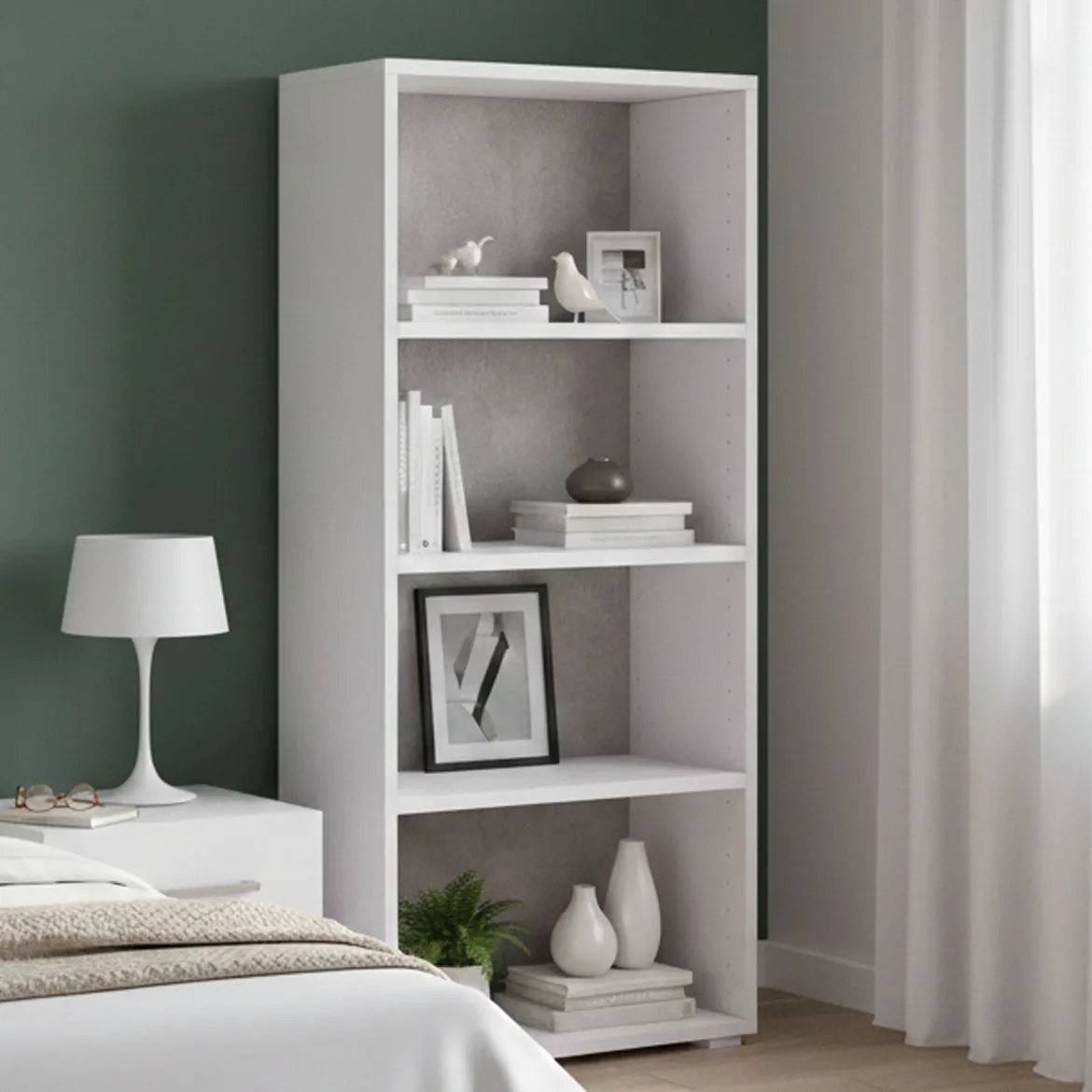Libreria verticale bianca e cemento 60x130h cm - Aky