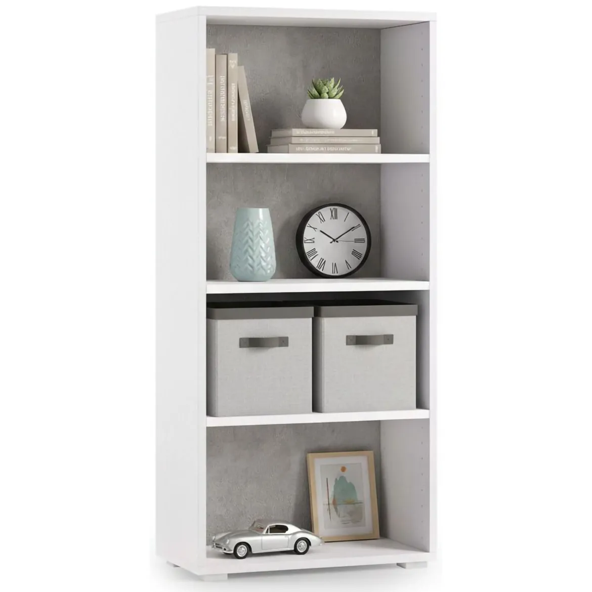 Libreria verticale bianca e cemento 60x130h cm - Aky