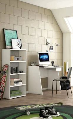 Libreria verticale bianca e cemento 60x130h cm - Aky