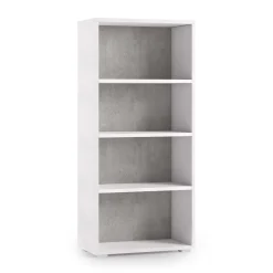 Libreria verticale bianca e cemento 60x130h cm - Aky