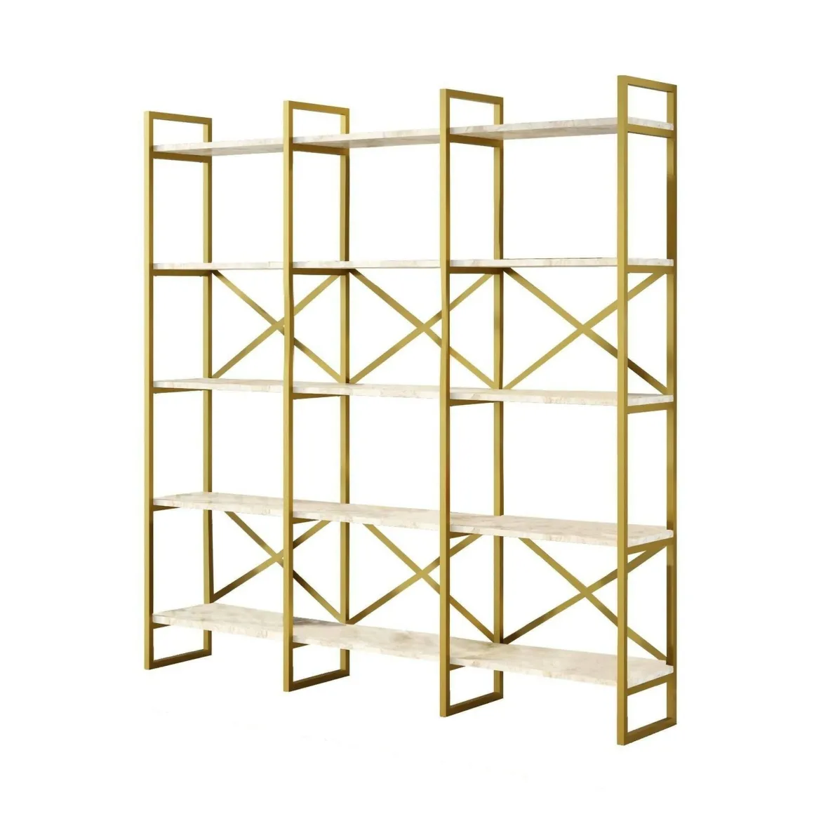 Libreria verticale bianca e oro 170x175h cm - Gauro