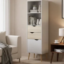 Libreria verticale bianca e quercia 50x171h cm - Assesor