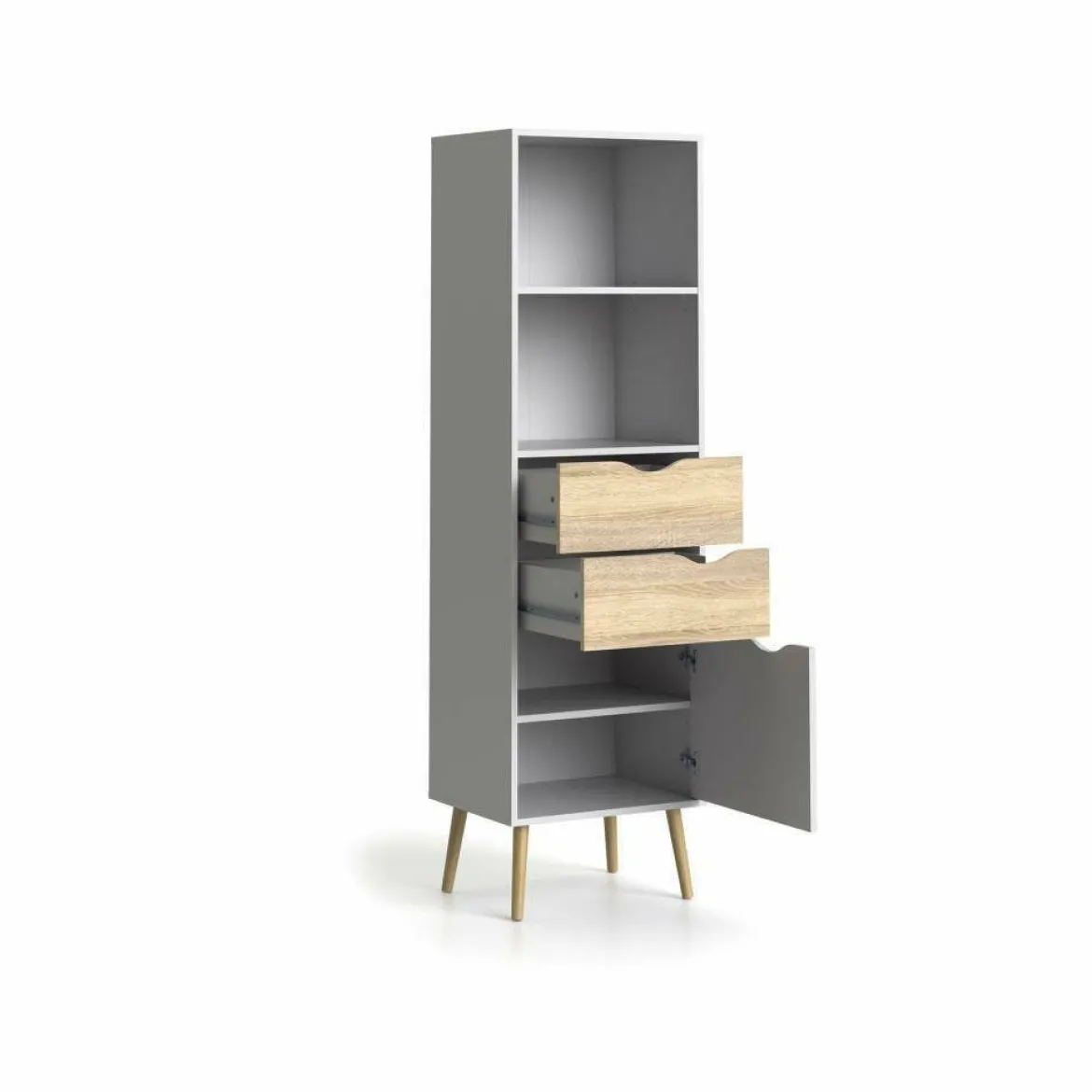 Libreria verticale bianca e quercia 50x171h cm - Assesor