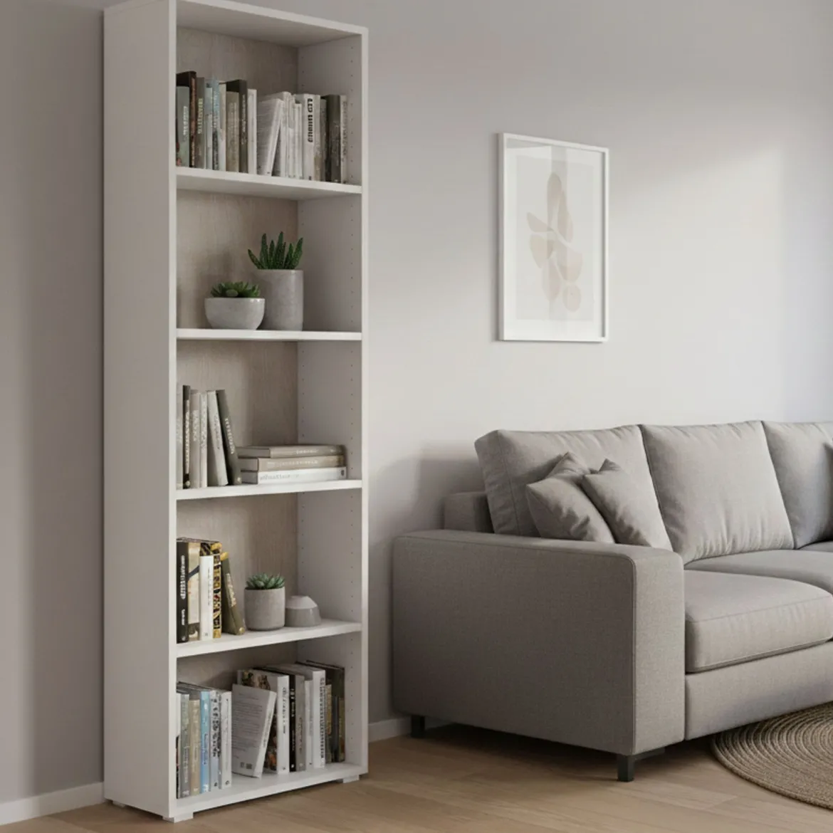Libreria verticale bianca e rovere 90x180h cm - Eolo