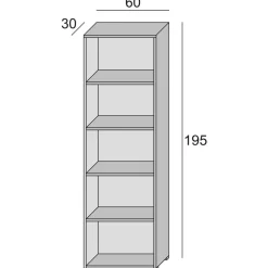 Libreria verticale bianca e rovere 90x180h cm - Eolo