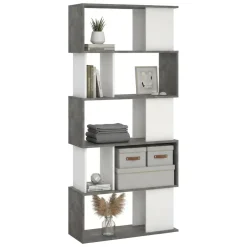 Libreria verticale cemento e bianca 80x173h cm - Arg