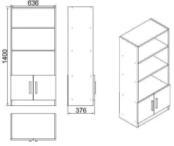 Libreria verticale noce e antracite 63x140h cm - Patty