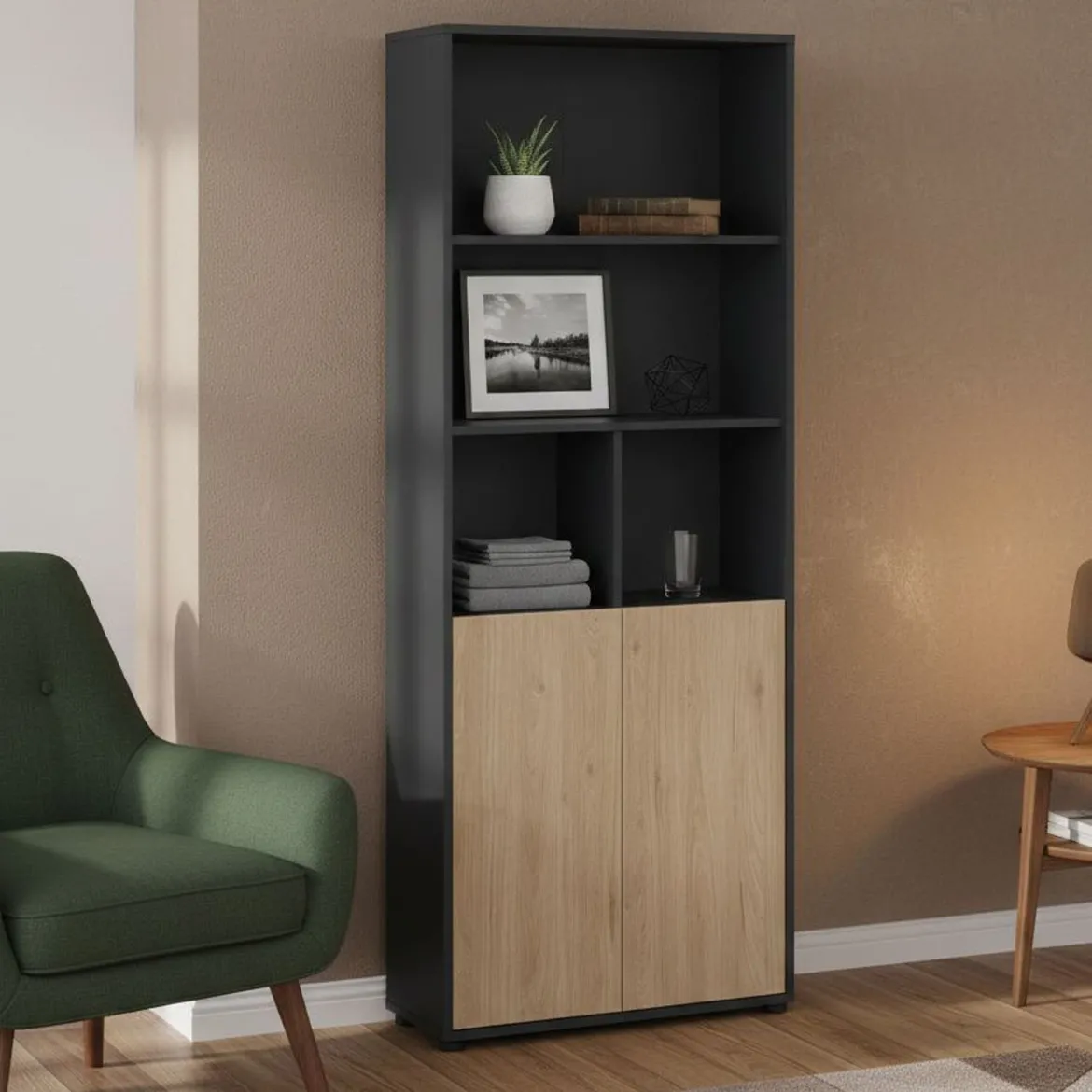 Libreria verticale rovere e grigia 79x204h cm - Arancio