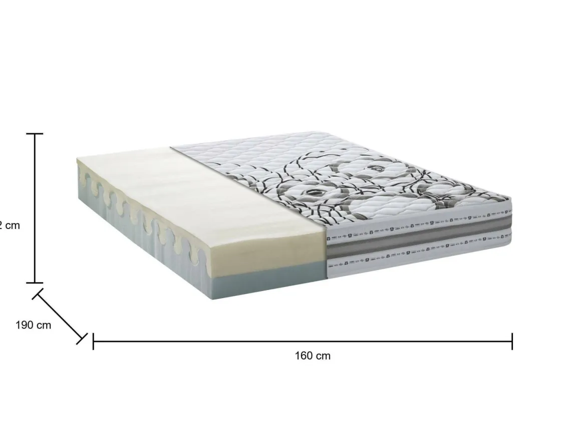 Materasso comfort lungo matrimoniale 160x190 in Memory Foam sfoderabile - Incoronata