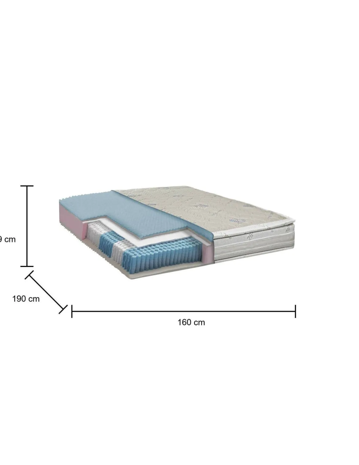 Materasso comfort termico matrimoniale 160x190 in Memory Foam sfoderabile - Feliciana