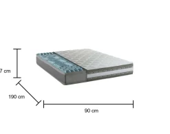 Materasso comfort uniforme prolungato singolo 90x190 in Memory Foam sfoderabile - Assi