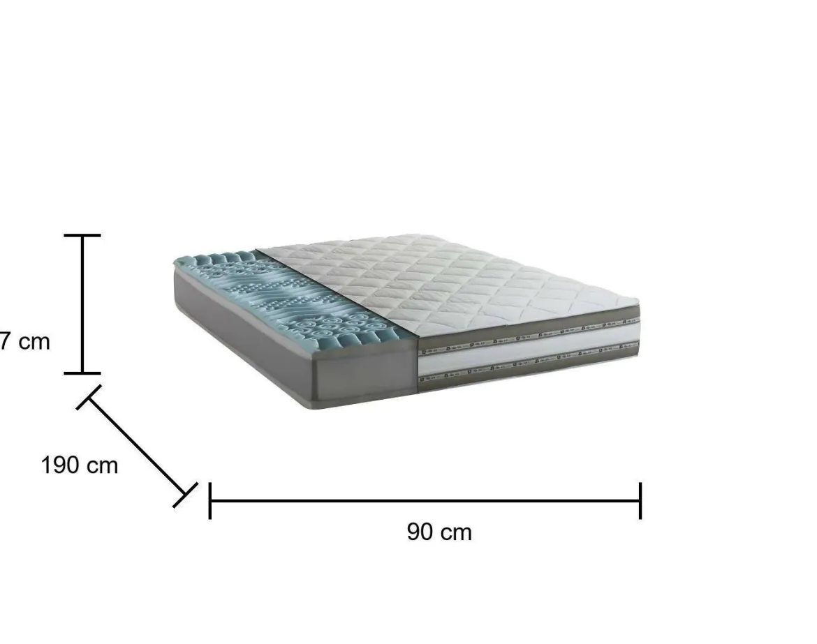Materasso comfort uniforme prolungato singolo 90x190 in Memory Foam sfoderabile - Assi