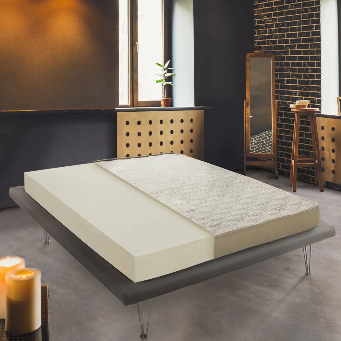 Materasso sensazione accogliente singolo 80x190 in Memory Foam sfoderabile - Akima