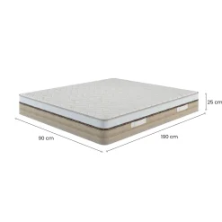 Materasso Singolo Bianco Grado Rigidità 8/10 Misura Rete Compatibile 90x200 cm 200x90x25h cm, Singolo Made in Italy - Palafea