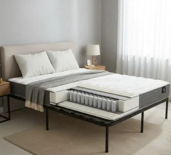 Materasso Singolo Bianco Grigio Grado Rigidità Medio 190x80x22h cm, Misura Rete Compatibile 80x190 cm - Solarino