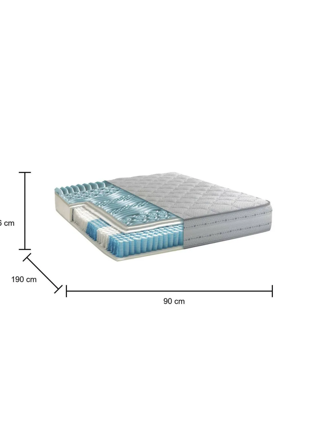 Materasso supporto continuo singolo 90x190 in Memory Foam sfoderabile - Atilla