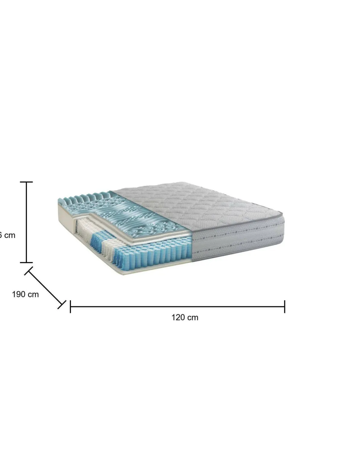 Materasso ventilato piazza e mezza 120x190 in Memory Foam sfoderabile - Alona