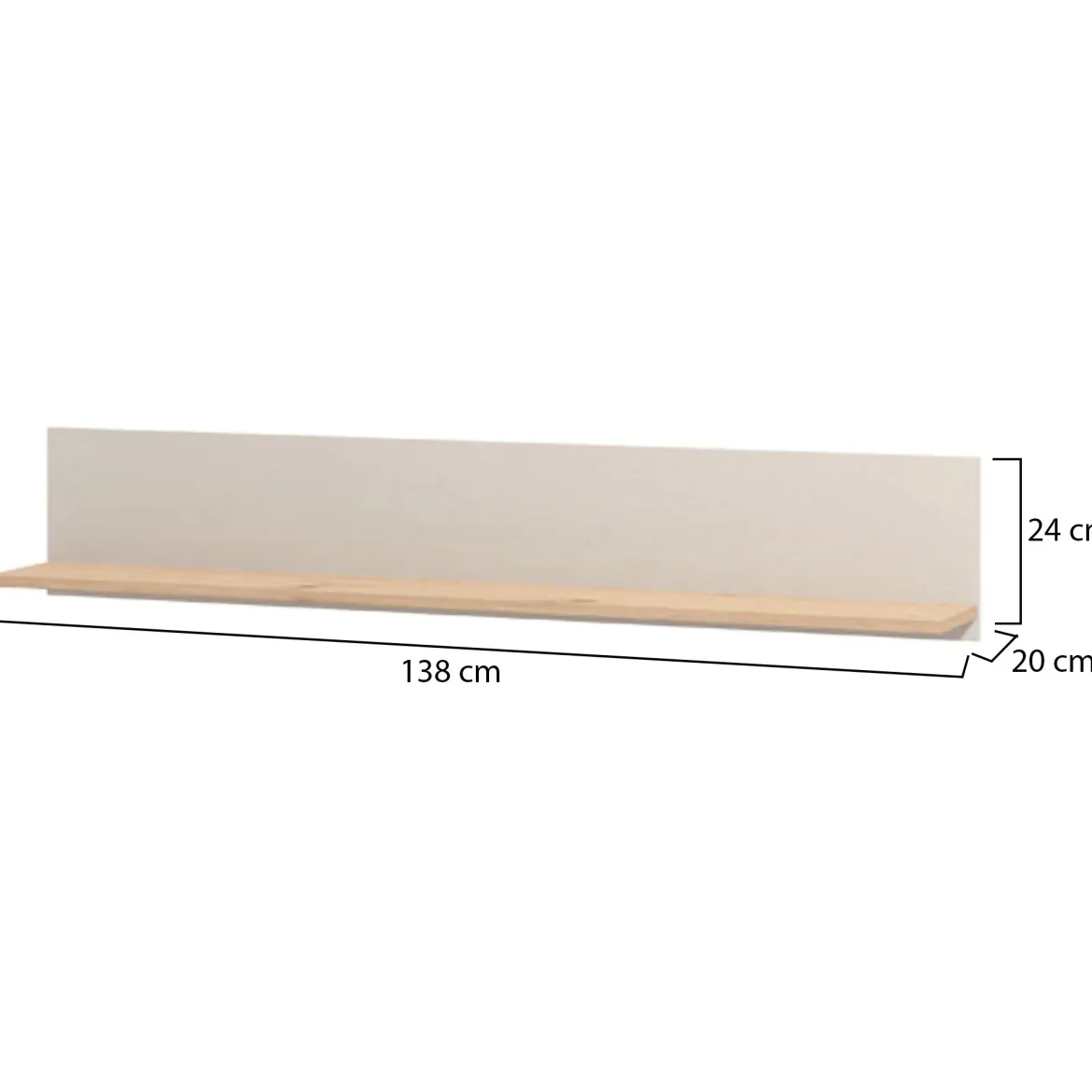 Mensola Beige Marrone Rovere un Ripiano 137.5x19.5x24h cm, Portata Ripiani 5 - Dugenta