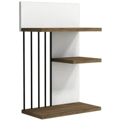Mensola Bianco Marrone Noce 3 Ripiani Colore Struttura Marrone 96x20x101h cm, Sfumatura Colore Struttura Noce - Erbe