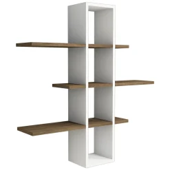 Mensola Bianco Marrone Noce 3 Ripiani Colore Struttura Marrone 96x20x101h cm, Sfumatura Colore Struttura Noce - Erbe