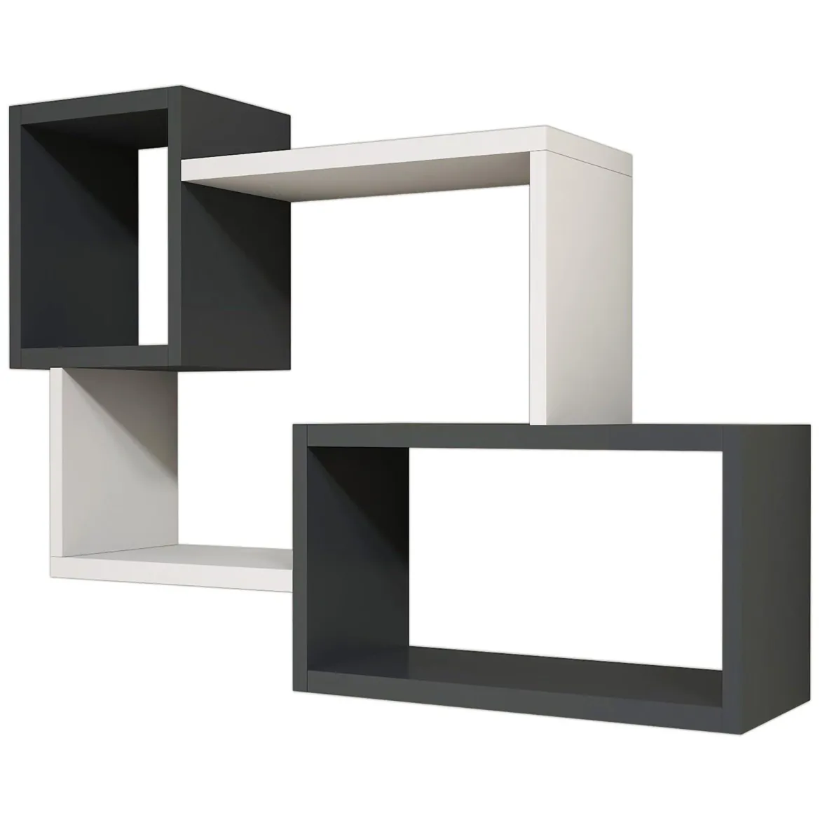 Mensola Bianco Nero Antracite 4 Ripiani Colore Struttura Nero 91x22x51h cm, Sfumatura Colore Struttura Antracite - Etnea