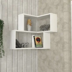 Mensola Bianco 2 Ripiani Angolare 45x15x55h cm, - Omignano