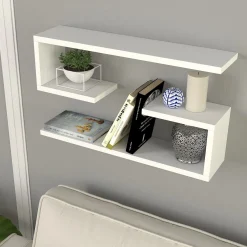 Mensola Bianco 4 Ripiani set da 2 Mensole 60x15x18h cm, - Savogna