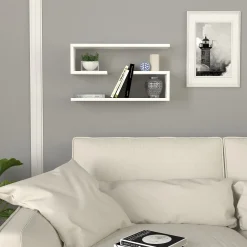 Mensola Bianco 4 Ripiani set da 2 Mensole 60x15x18h cm, - Savogna