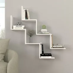 Mensola Bianco 6 Ripiani set da 2 Mensole 129x22x50h cm, - Palata