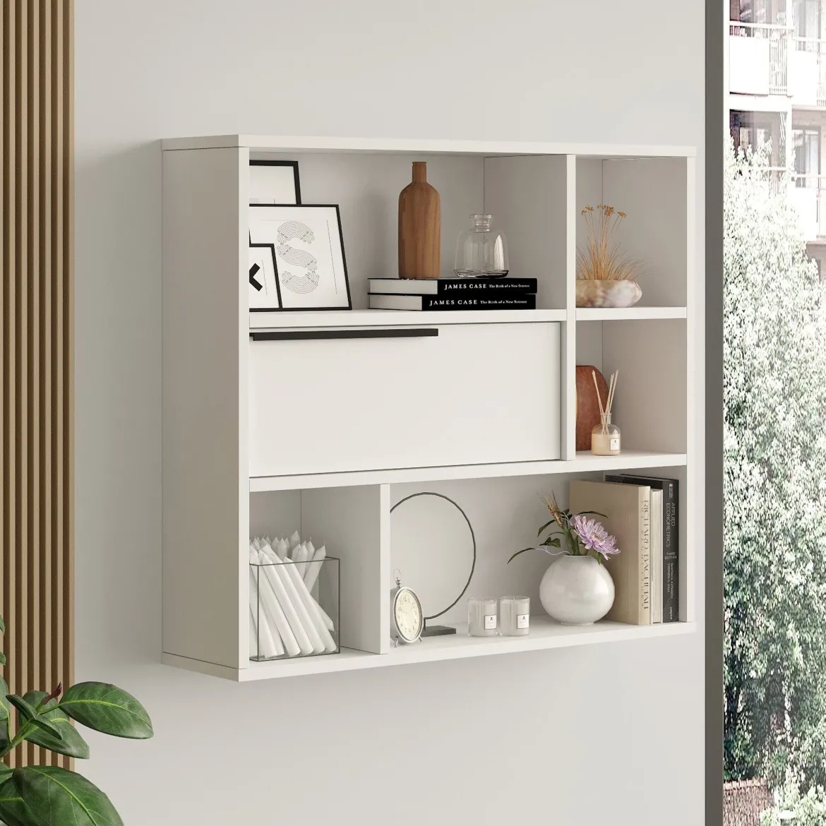 Mensola Bianco 6 Ripiani 70x20x69h cm, - Riva