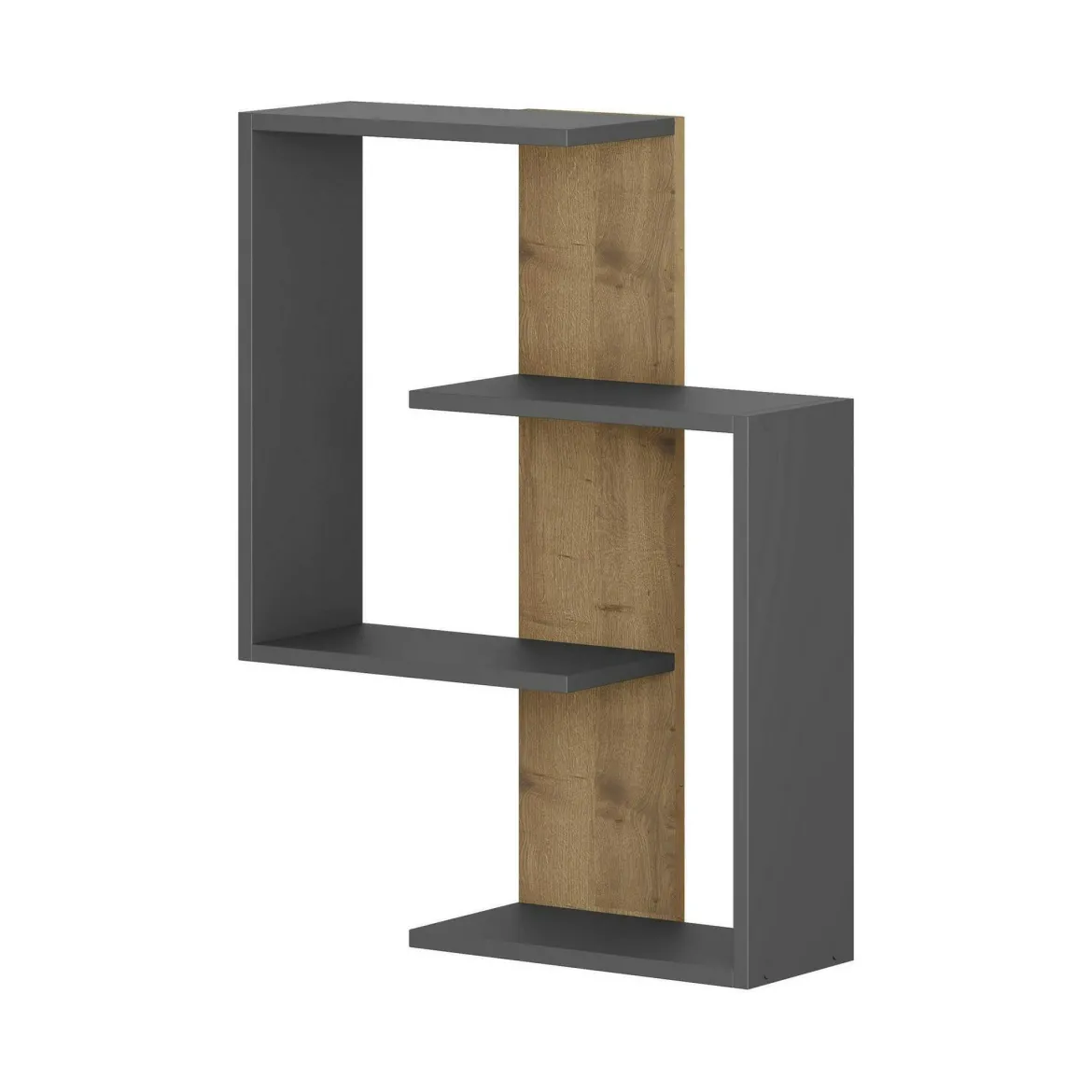 Mensola da muro 22x64cm antracite e rovere - Irmina