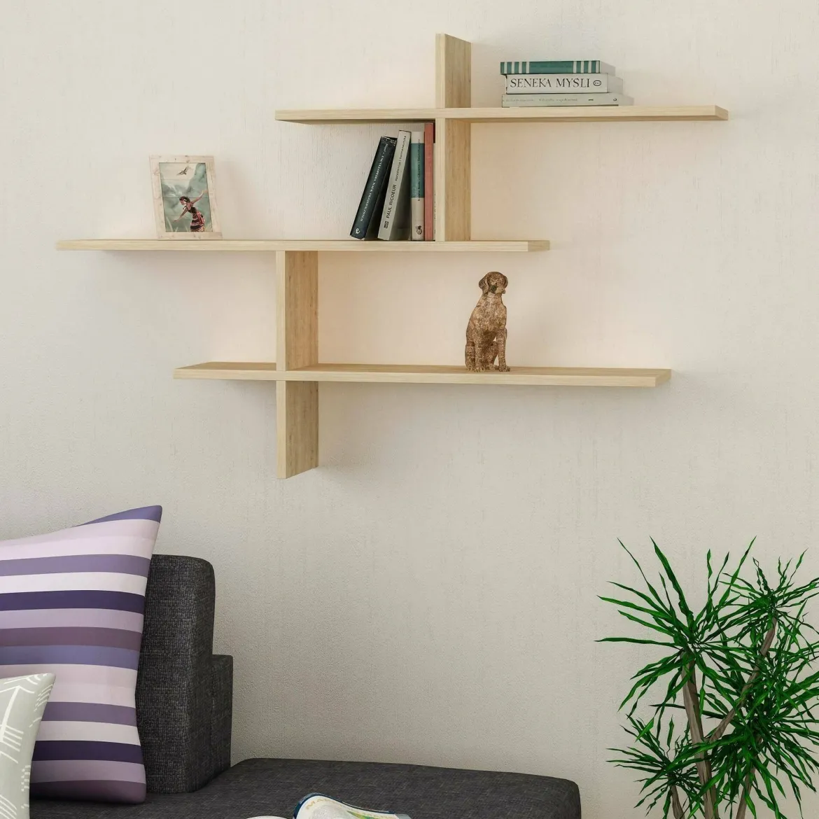 Mensola da parete design 22x123cm quercia - Antani