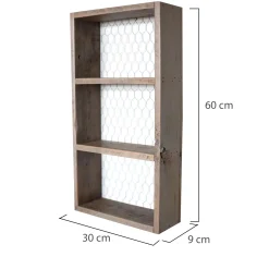 Mensola Marrone Naturale 2 Ripiani Fatto a Mano, in Legno di Abete 30x9x60h cm, Sfumatura Colore Struttura Naturale - Torraca