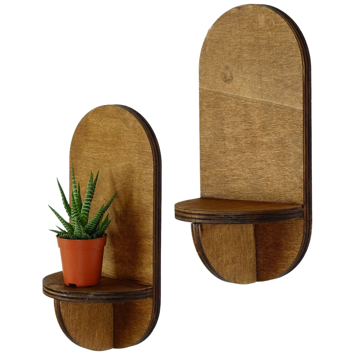 Mensola Marrone Naturale 2 Ripiani set da 2 13x9x26h cm, Sfumatura Colore Struttura Naturale - Buccheri